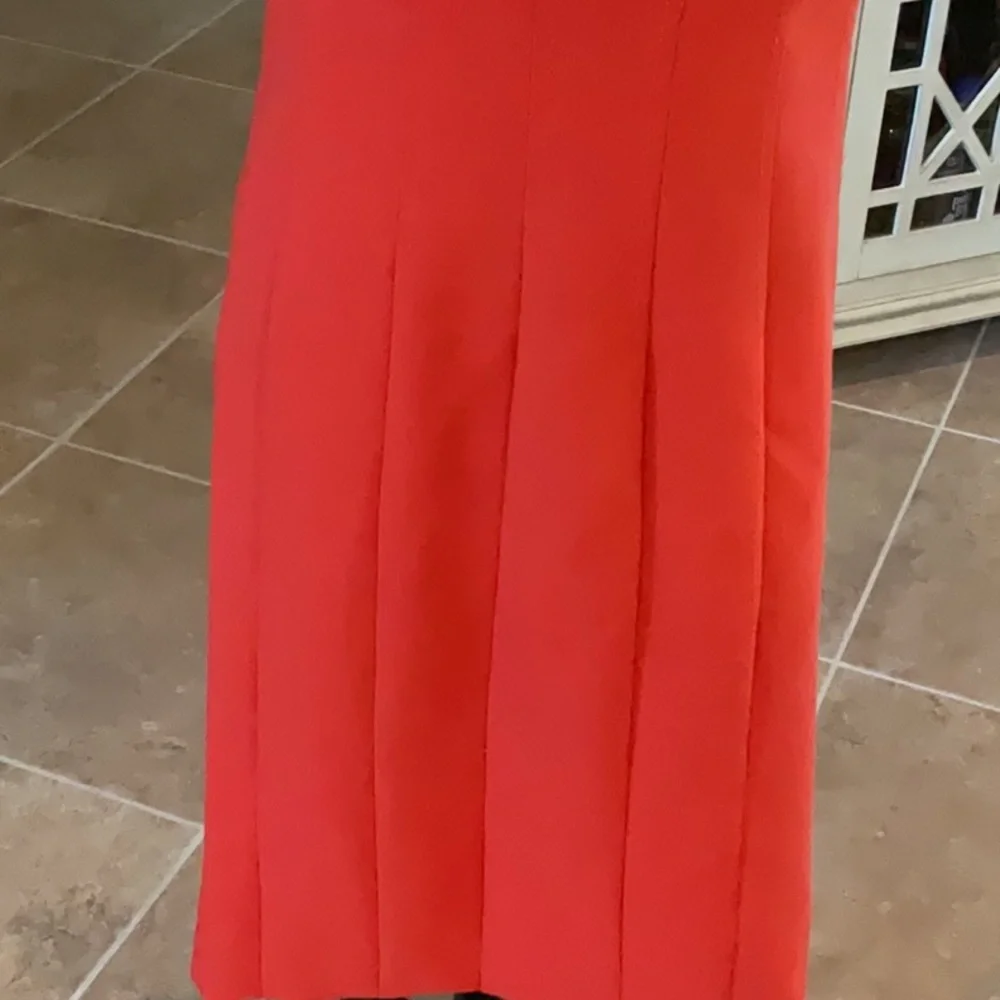 Tory Burch orange back zip shift dress, sleeveless, gold hardware, size 10